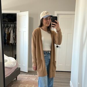 Forever 21 Camel Open-Front Pocket Cardigan
